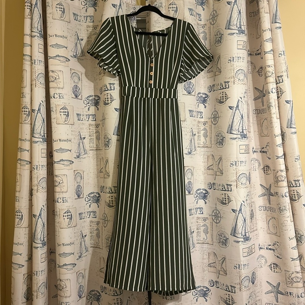 Striped Olive Jumpsuit